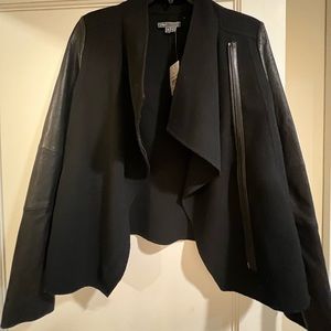 Vince Leather Sleeve Jacket